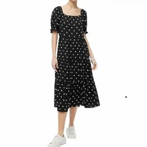 J Crew Factory Black/White Polka Dot Tiered Dress